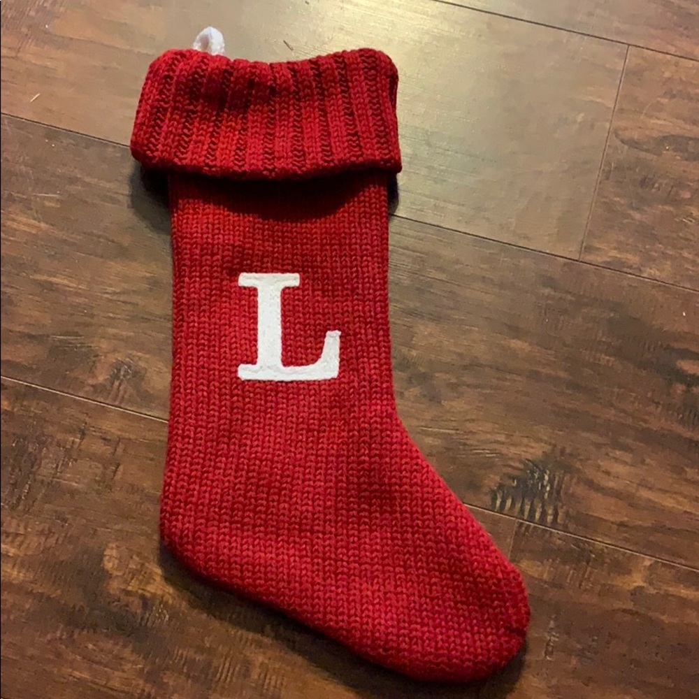 Wondershop Knit monogram Christmas stocking red L